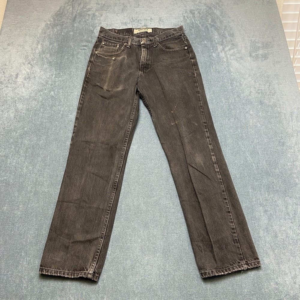 Wrangler Authentics Jeans Mens 28x30 Black Cotton 5-Pocket Classic Relaxed Fit
